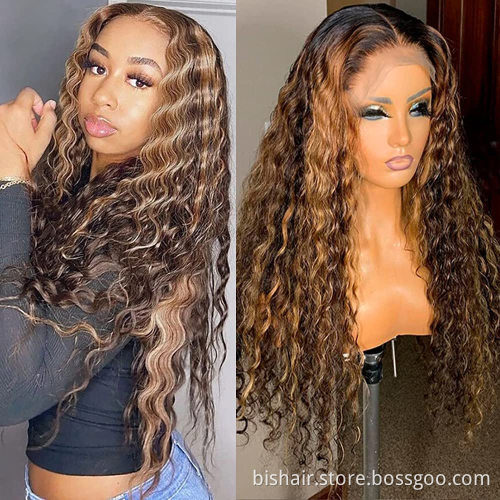 water wavy curly hair wig HD transparent 13x4 front lace real human hair wig pre-pulled baby hair bleached knot Brazilian real